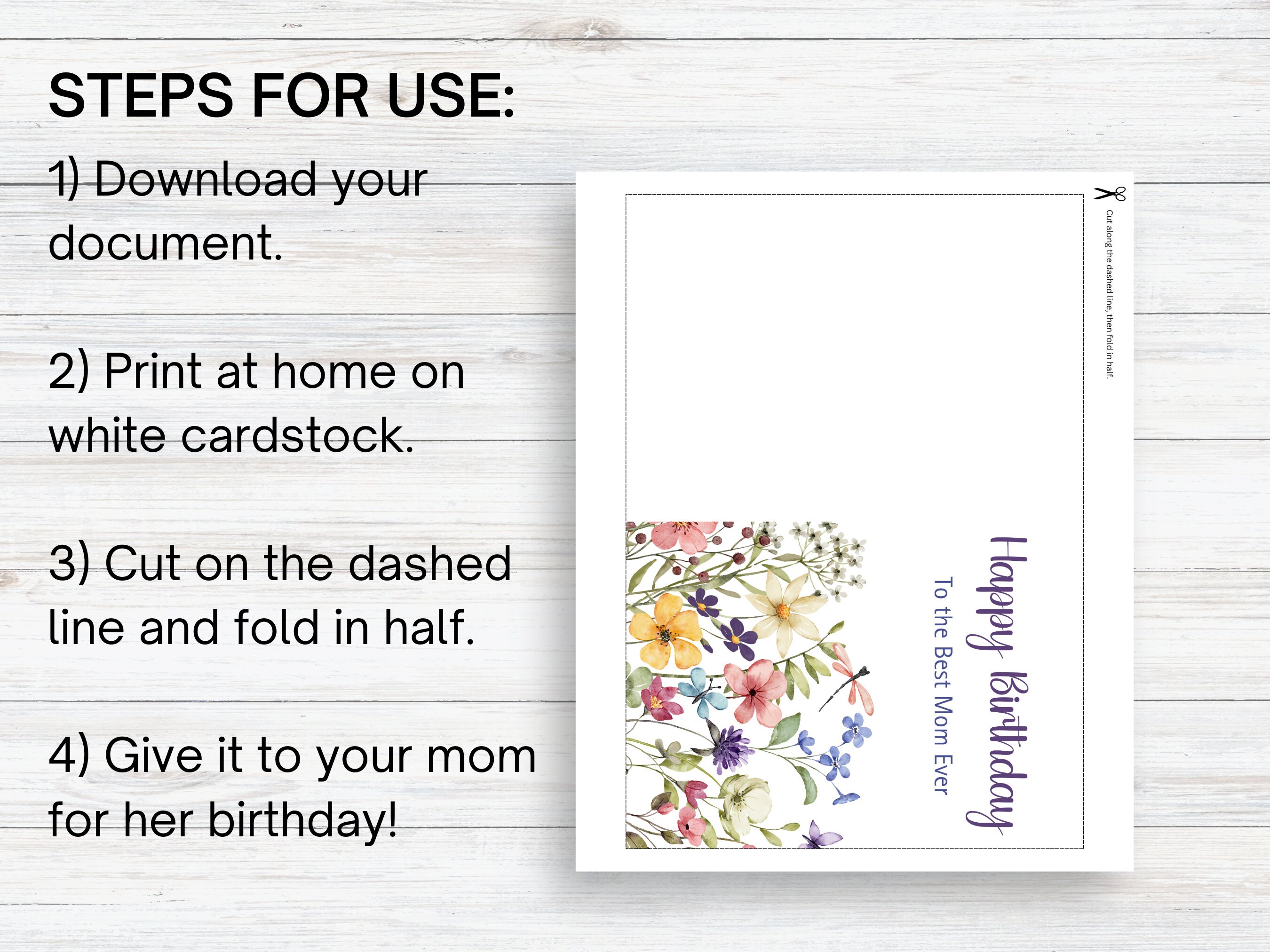 Printable Birthday Card for Mom Birthday Card Printable Floral Mom ...