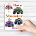 Printable Monster Truck Birthday Card for Kid Birthday Card Printable ...
