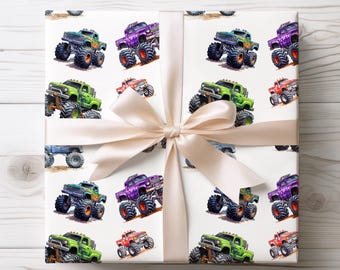 Monster Truck Wrapping Paper Monster Truck Birthday Gift Wrap for Boy Birthday Monster Truck Party Supplies Birthday Wrapping Paper for Boy