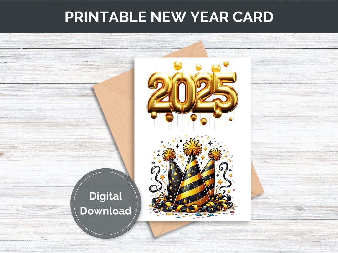 Printable 2025 New Year Card Digital Download 2025 Happy New Year