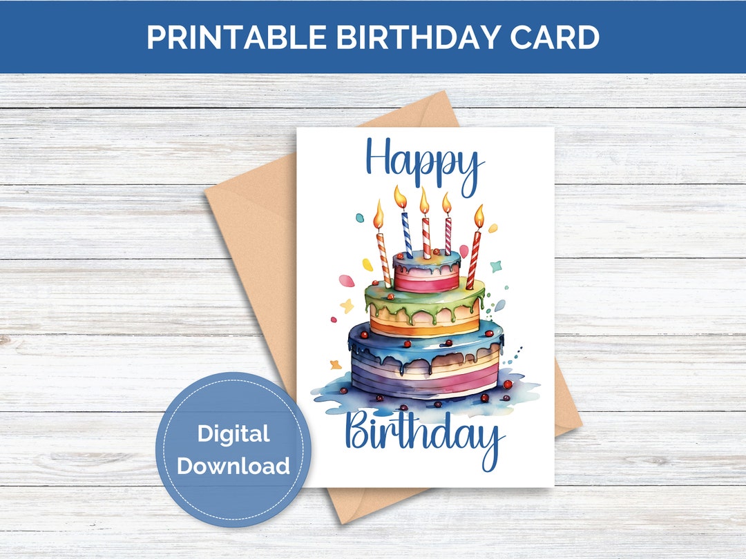 Printable Birthday Card for Her Happy Birthday Card Digital Download ...