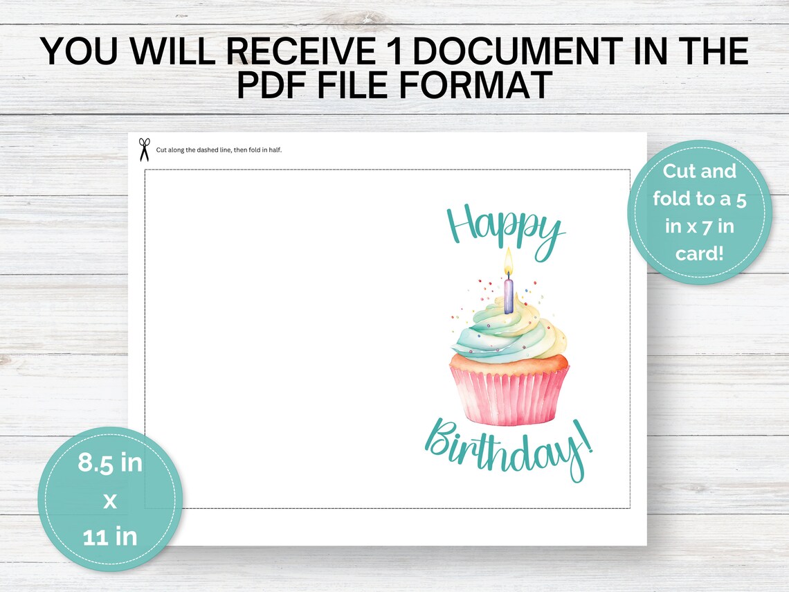 Printable Birthday Card for Her Happy Birthday Card Digital Download ...