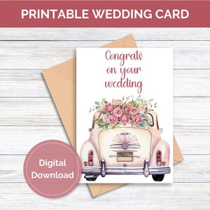 Carte de félicitations de mariage pour jeunes mariés imprimable Carte de mariage imprimable en téléchargement numérique Carte de félicitations de mariage pour jeunes mariés