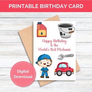 Carte d'anniversaire mécanicien pour lui Carte d'anniversaire à imprimer pour mécanicien Carte de voeux mécanique papa grand-père beau-père