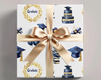 Graduation Wrapping Paper for Graduation Party Supplies Blue Graduation Gift Wrap for High School Graduate Wrapping Paper College Graduation