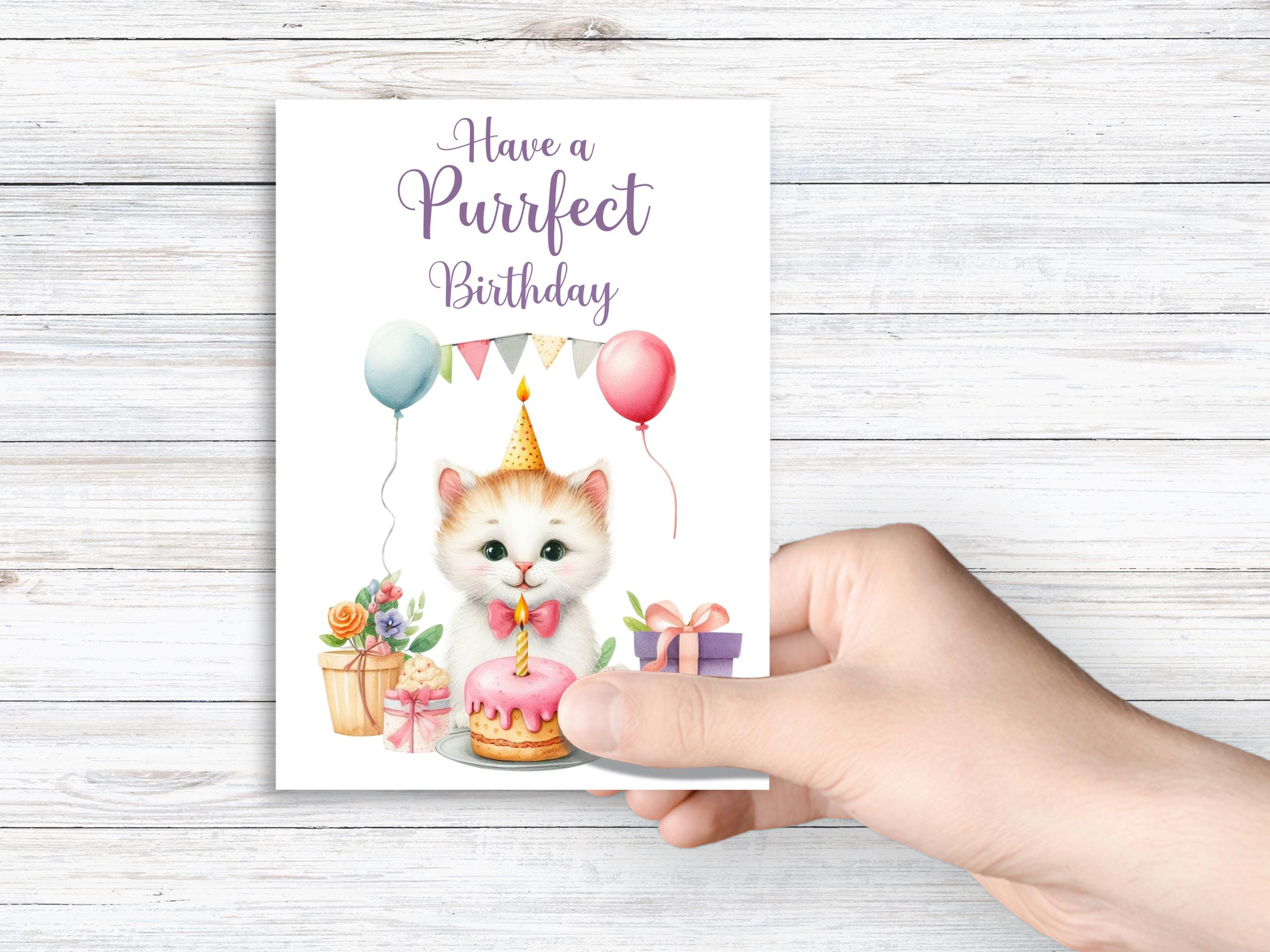 Printable Birthday Card Cat Printable Card for Birthday Cute Cat ...