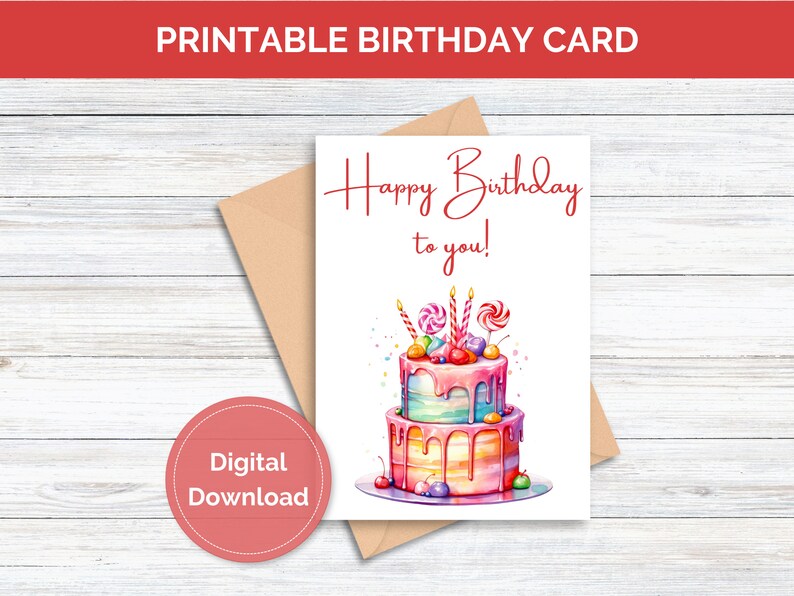 Printable Birthday Card for Her Happy Birthday Card Digital Download ...