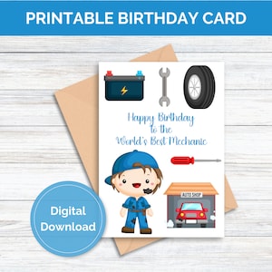 Carte d'anniversaire mécanicien pour lui Carte d'anniversaire à imprimer pour mécanicien Carte de voeux mécanique papa grand-père beau-père