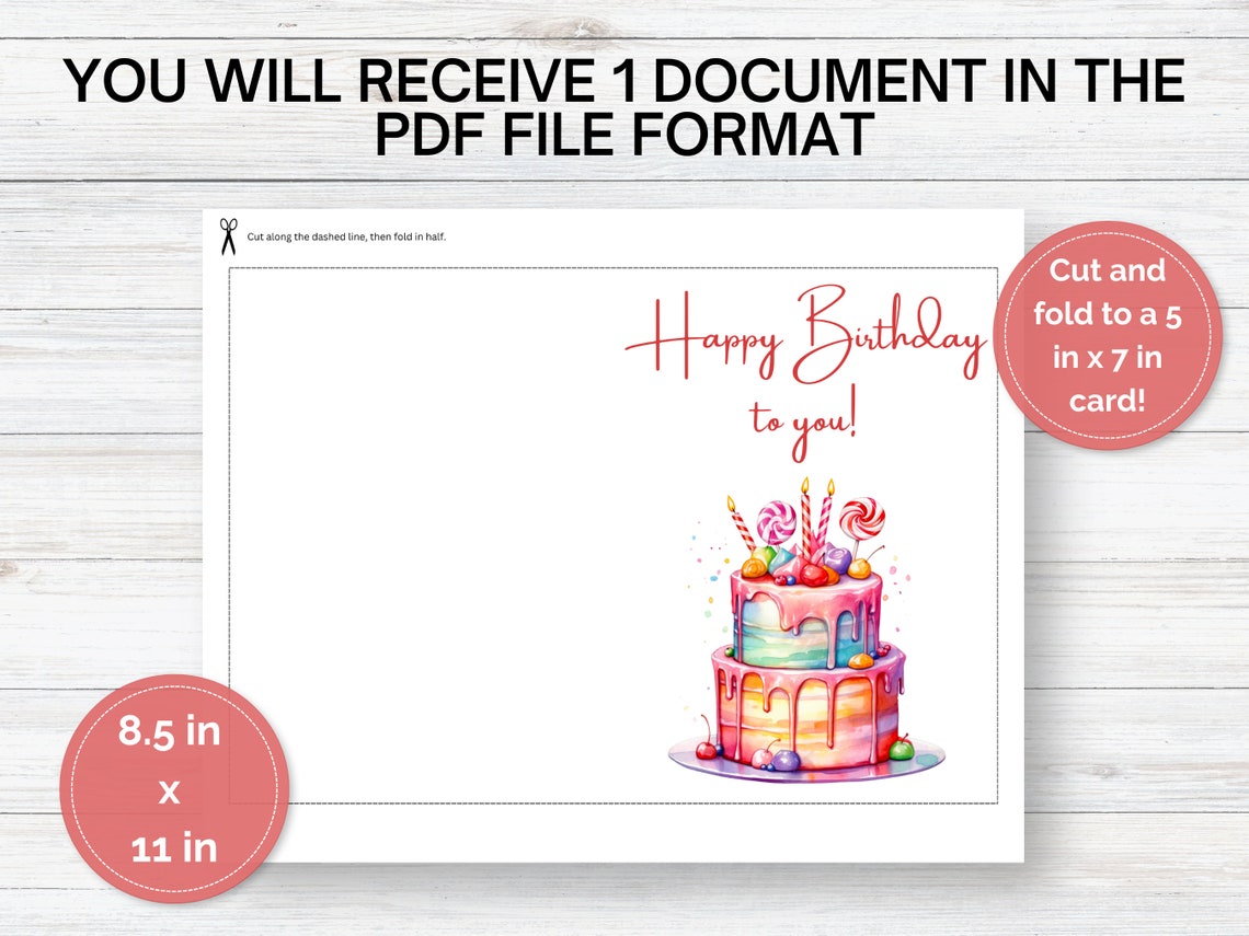 Printable Birthday Card for Her Happy Birthday Card Digital Download ...