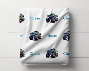Personalized Monster Truck Blanket Custom Monster Truck Room Decor Boy Blanket Monster Truck Gift for Him Custom Monster Truck Home Decor