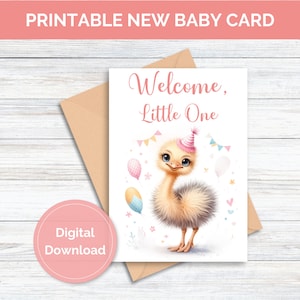 Printable Duck Baby Shower Card New Baby Card Newborn Gift Card Printable Welcome Baby Greeting Card Digital Download Instant Download
