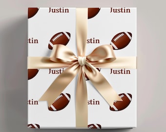 Personalized Football Gift Wrap Paper Custom Football Wrapping Paper for Boy Birthday Party Supplies Sports Gift Wrap Custom Football Paper