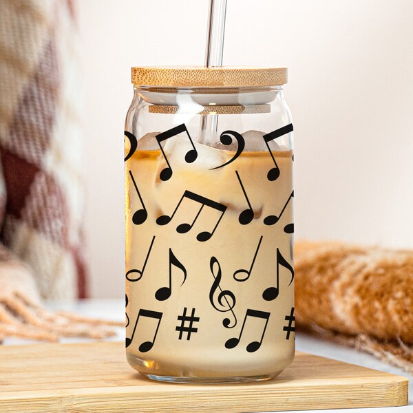 Music Note Glass Can Gift for Music Teacher Appreciation Glass Cup for Music Lover Glass Can Music Teacher Gift Music Note Cup for Musician