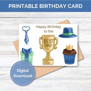 Tarjeta de cumpleaños para papá imprimible, tarjeta de cumpleaños imprimible para papá, descarga digital, tarjeta de feliz cumpleaños, tarjeta para el mejor papá, tarjeta de felicitación imprimible