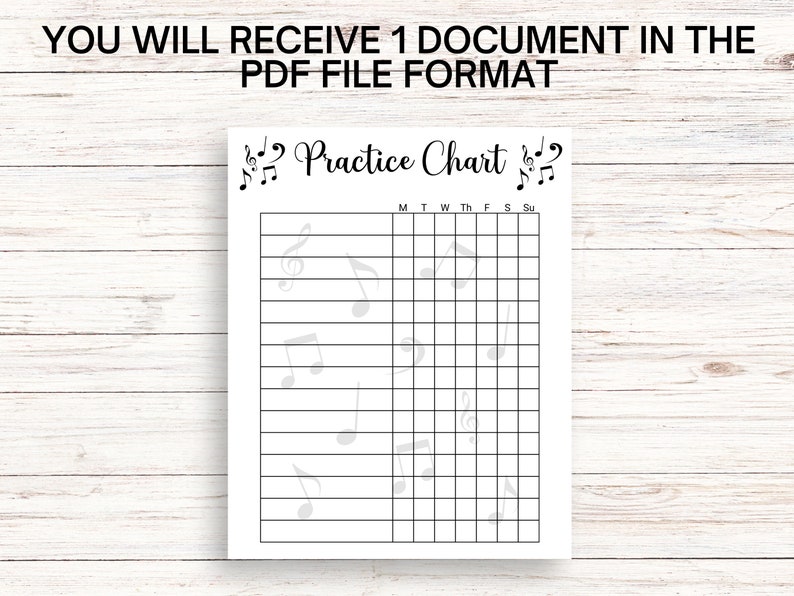 Printable Music Practice Chart Practice Tracker for Music Student Music ...