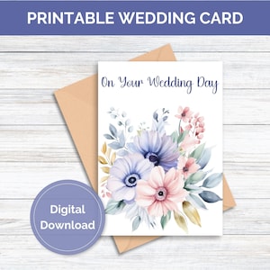 Carte florale de mariage imprimable Carte florale de mariage pour mariage en téléchargement numérique Carte florale pour jeunes mariés Carte florale imprimable