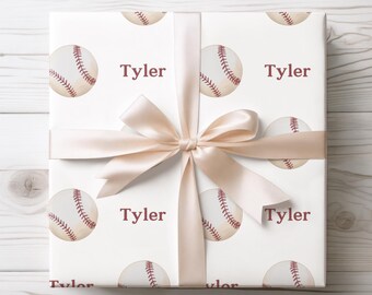 Personalized Baseball Gift Wrap Paper Custom Baseball Wrapping Paper for Baseball Lover Custom Name Gift Wrap Baseball Themed Party Supplies