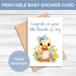 Imprimable baby shower canard carte-cadeau nouveau-né carte de voeux carte bébé canard téléchargement numérique téléchargement immédiat