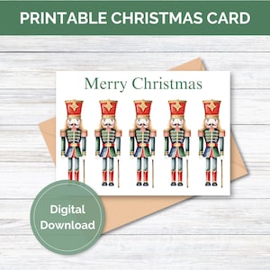 Cartão de Natal Quebra-Nozes para Imprimir Cartão de Natal para Imprimir Cartão de Saudação de Natal Digital para Baixar Cartão de Natal Quebra-Nozes para Imprimir