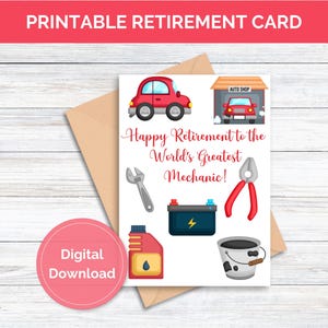 Carte de retraite imprimable pour mécanicien, carte imprimable pour la retraite de mécanicien, carte de retraite pour mécanicien imprimable en téléchargement numérique
