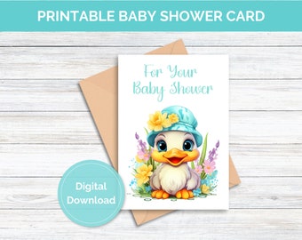 Stampabile Duck Baby Shower Biglietto regalo neonato Biglietto d'auguri Duck Baby Card Download digitale Download istantaneo