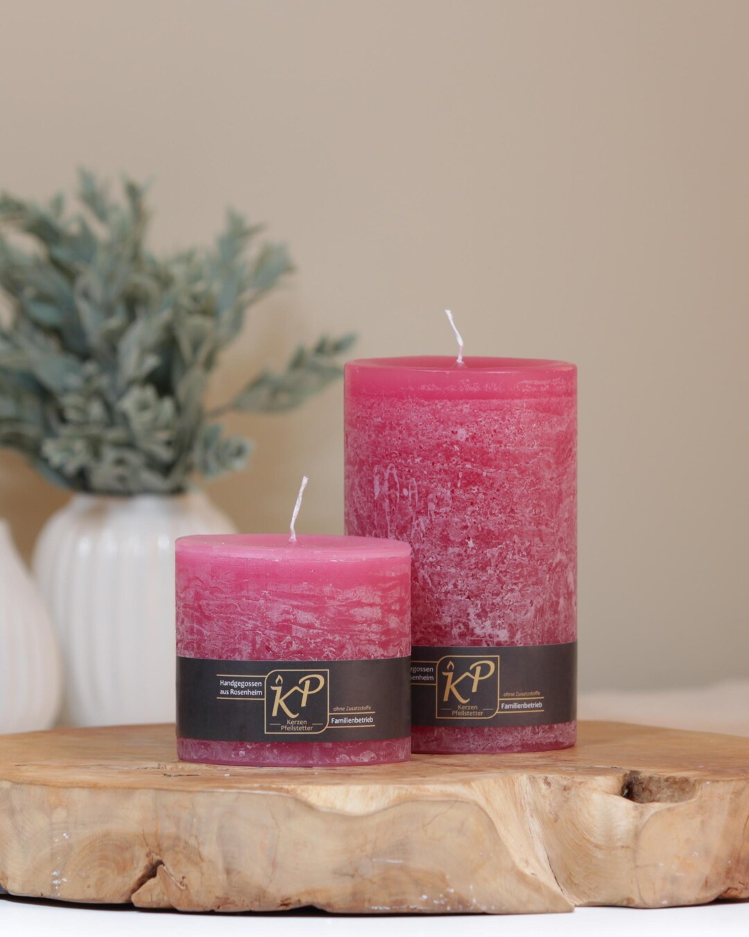 Pillar Candle Raspberry Pink · Hand-poured & Handmade · Long Burning ...