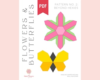 Modello EPP digitale n. 2: EPP Points Flowers & Butterflies - Serie di sviluppo delle competenze di Paper Piecing in inglese - Modelli PDF - Download immediato