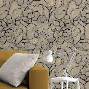 Wallpaper Abstract Waves - Peel and stick wallpaper, Removable , traditional wallpaper  3352