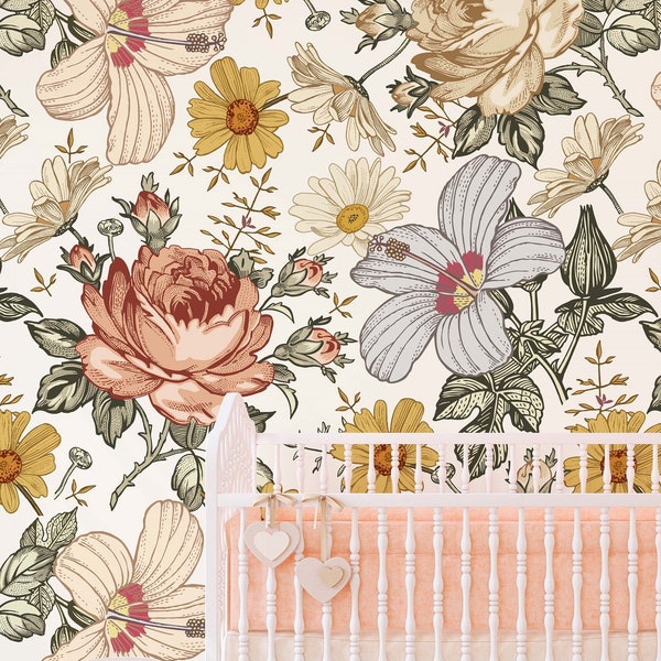 Vintage Floral Wallpaper Etsy