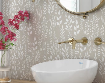 Herbs Removable BoHo wallpaper, Minimalistic Wallpaper, Peel and Stick canvas and traditional vinyl wallpaper 3305