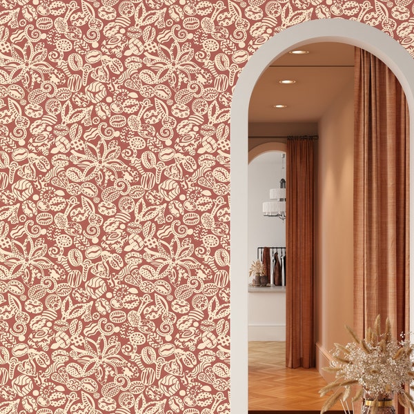 Renter friendly wallpaper, coffee beans  - Peel and stick wallpaper, Removable , traditional wallpaper - #3311