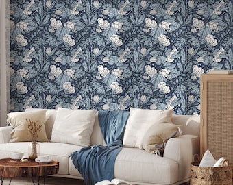 Buds floral wallpaper - Peel and Stick - Removable Self Adhesive and Traditional Mural design #3069