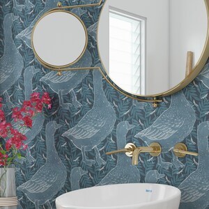 Grey Goose | Peel and Stick Wallpaper | Traditional Unpasted Wallpaper ...