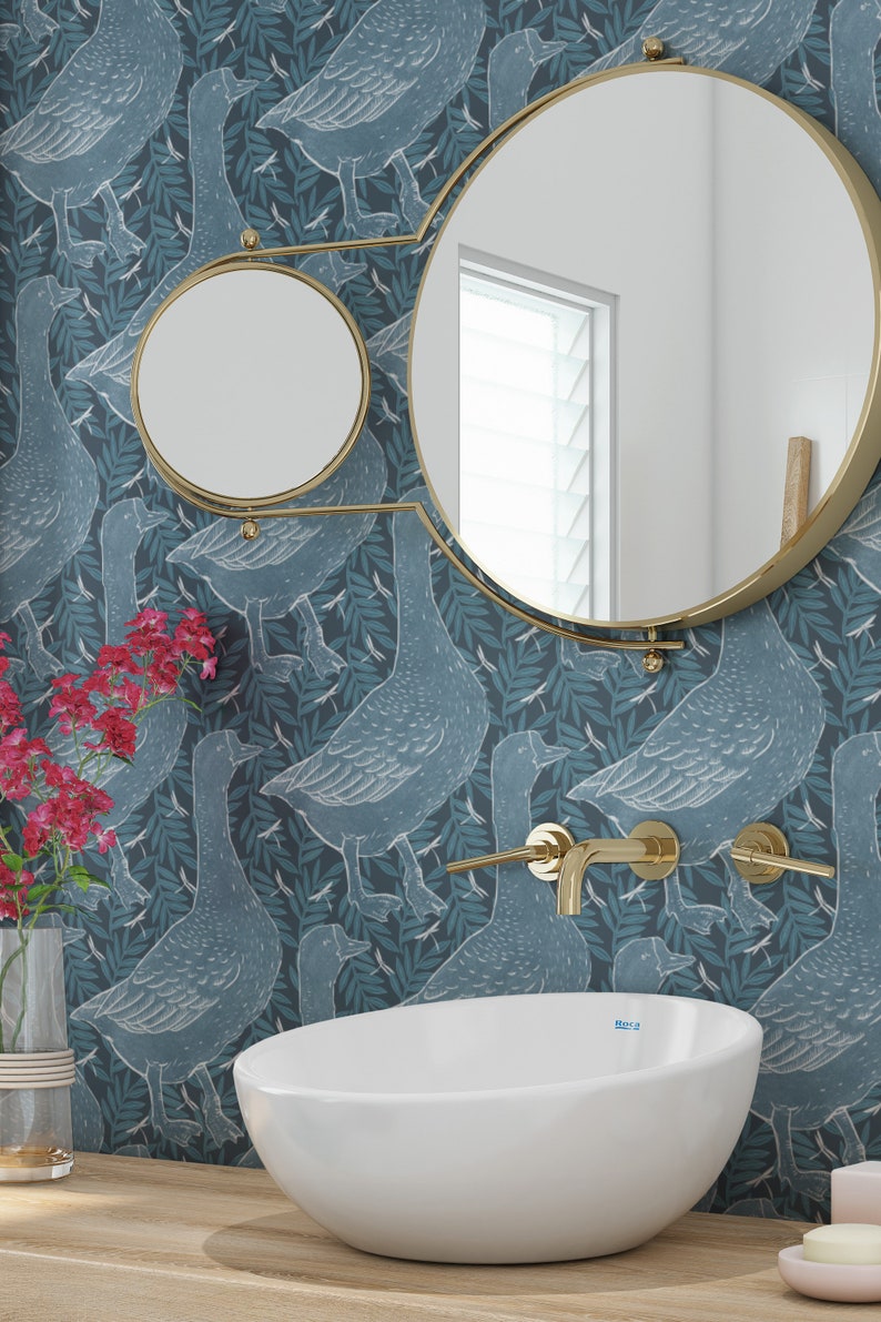 Grey Goose | Peel and Stick Wallpaper | Traditional Unpasted Wallpaper ...