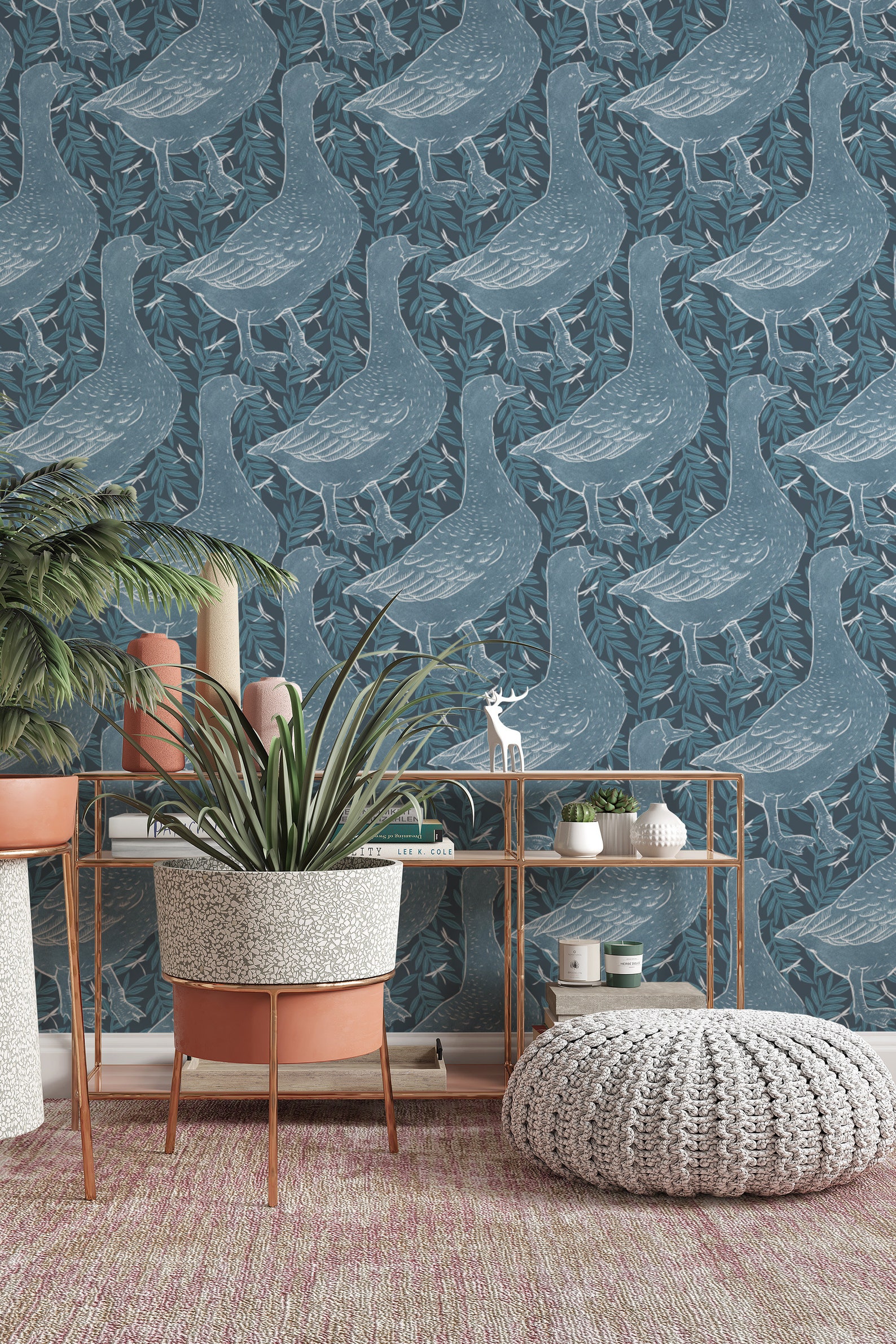 Grey Goose | Peel and Stick Wallpaper | Traditional Unpasted Wallpaper ...