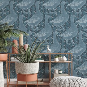 Grey Goose | Peel and Stick Wallpaper | Traditional Unpasted Wallpaper ...