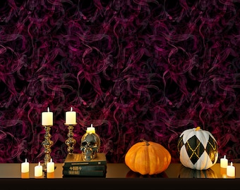 Halloween wallpaper spooky smoke Peel and Stick Removable design #3165