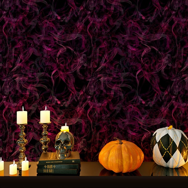 Halloween wallpaper spooky smoke Peel and Stick Removable design #3165