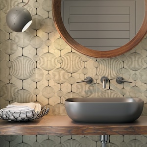 Art Deco Classic Wallpaper spherical chandelier Candelabras Balloon - Peel and stick, Removable , traditional wallpaper  3362