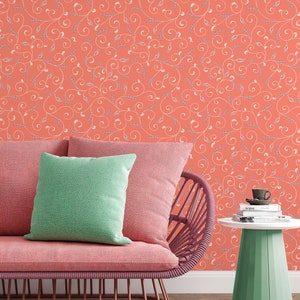 Floral ornament, traditional wallpaper and peel and stick wallpaper, wall decor design#3130