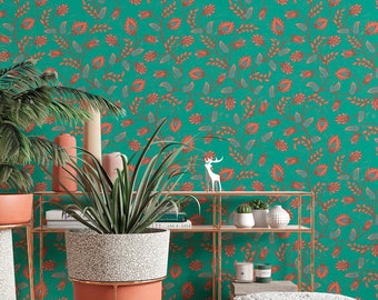 Floral ornament, traditional wallpaper and peel and stick wallpaper, wall decor design#3124
