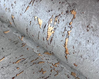 Natural Cork Wallpaper Silver with Gold (Style 48379)
