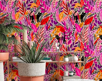 Cats in the Colorful Grass, Scandinavian | Peel & Stick or Traditional (#3200)