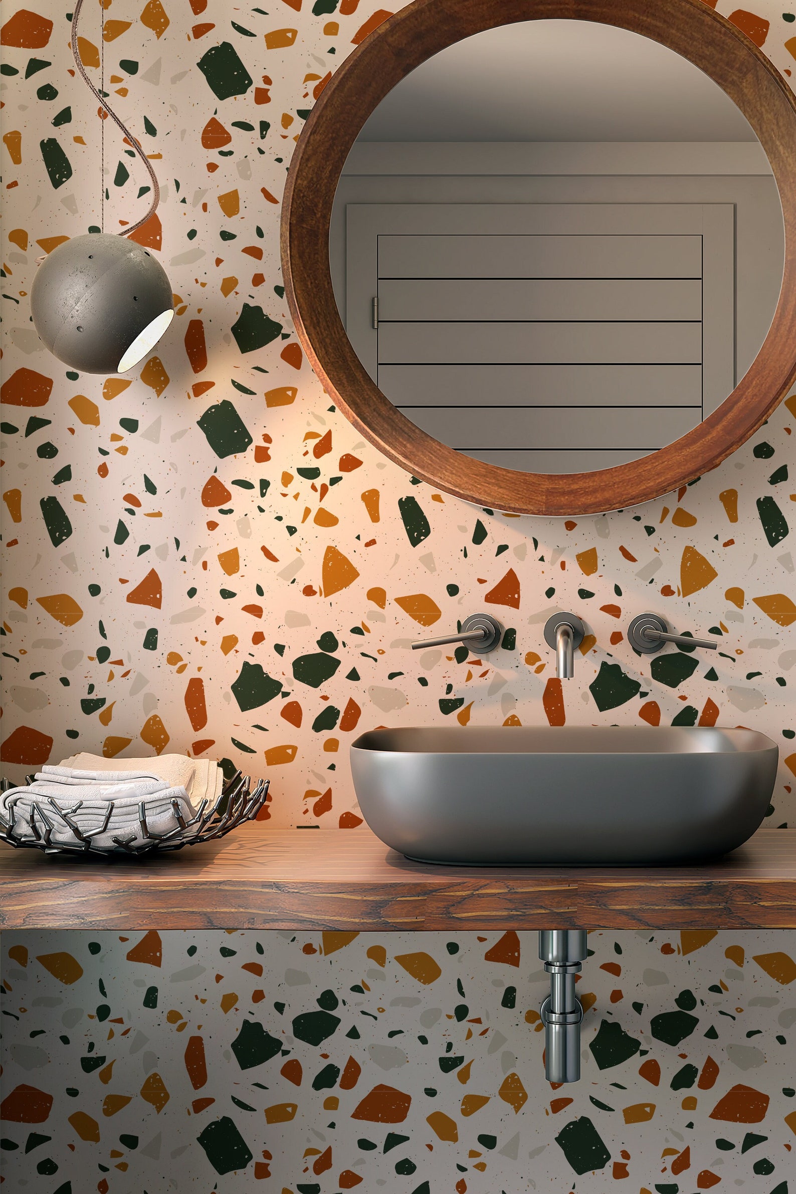 Boho Multicolor Terrazzo Wallpaper Peel and Stick Removable Etsy