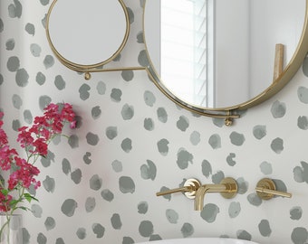Abstract Watercolor gray dots - removable peel and stick and traditional wallpaper | Bathroom wallpaper | Bedroom wallpaper 3044
