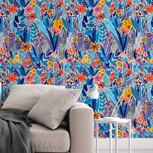 Scandinavian flowers floral wallpaper Peel & Stick Wallpaper Removable Self Adhesive and Traditional wallpaper 3219 image 3