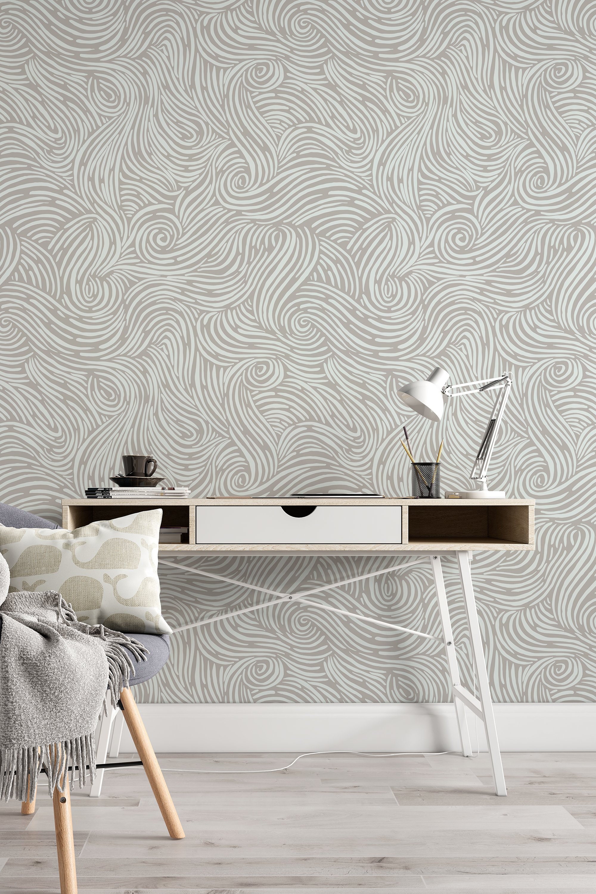 Abstract Waves Wallpaper - Removable Peel & Stick or Traditional (#3089 ...