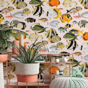 Wallpaper from an exotic collection with fish motifs - Peel & Stick - Removable Self Adhesive and traditional wallpaper #3209