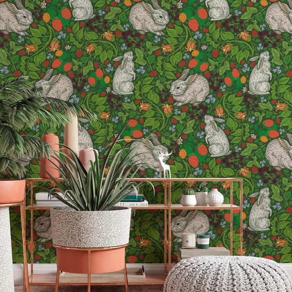 Rabbits in the English backyard , animals - Canvas Peel & Stick Wallpaper - Removable Self Adhesive Wallpaper #3205