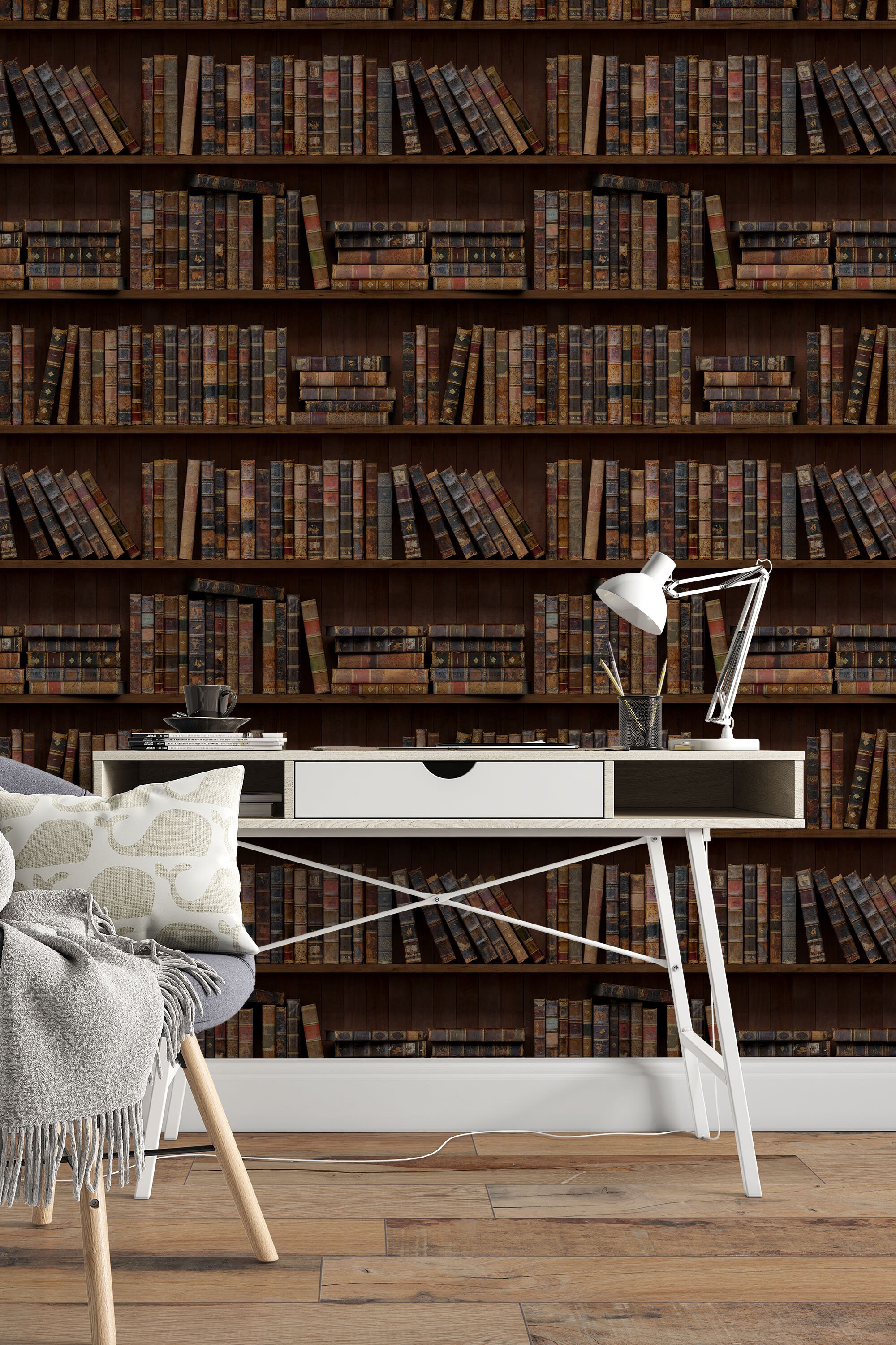 EXCLUSIVE the Bookshelves Wallpaper Peel & Stick Wallpaper Etsy Canada